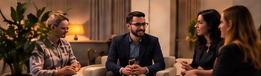 Συνάντηση στελεχών σε χαλαρό χώρο με συζήτηση